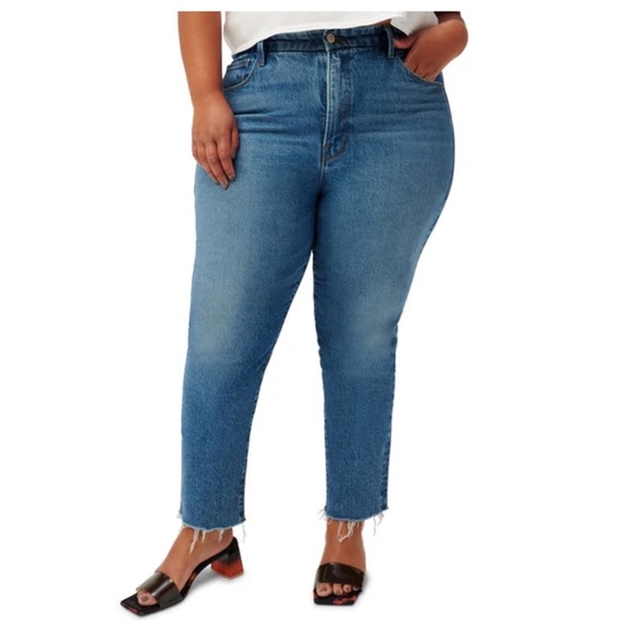 Good American Denim - GOOD AMERICAN Good Classic Straight Leg Jeans, Raw Hem, Blue754, Size 16, NWT!
